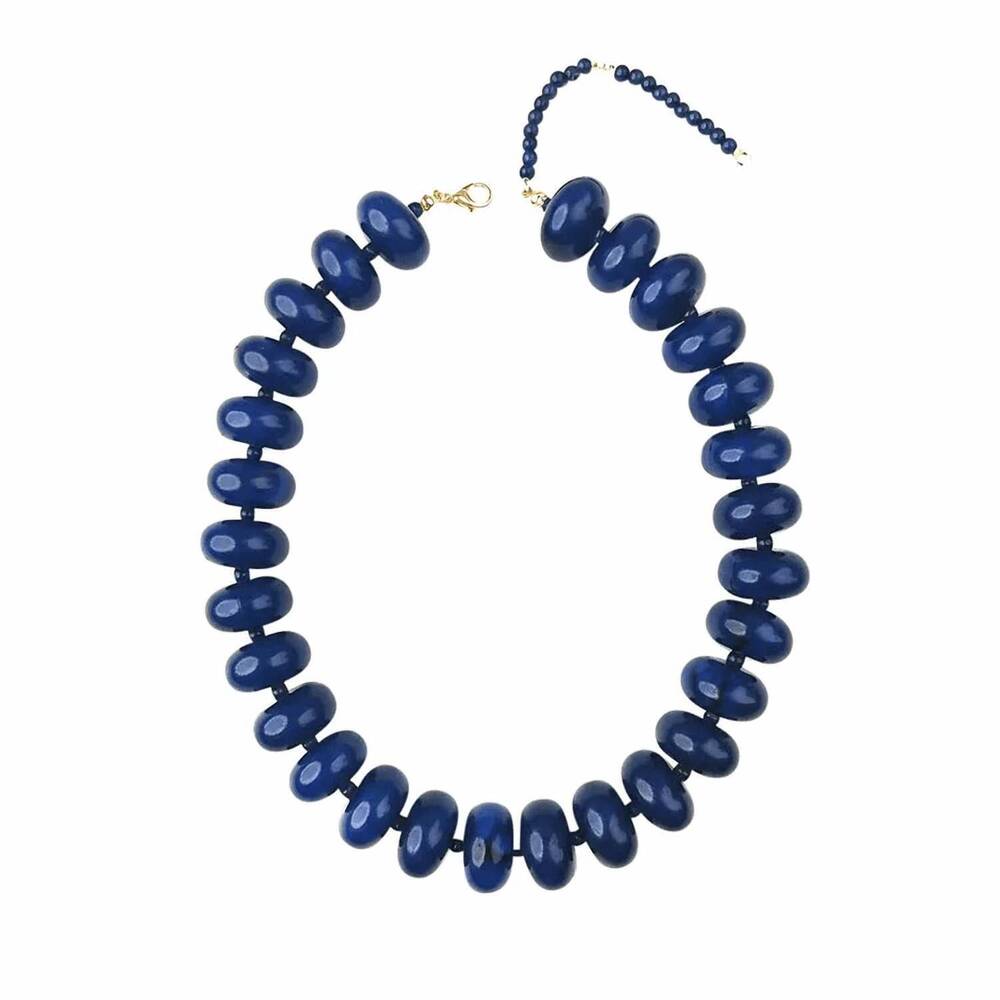 NEW GEMELLI women's positano beaded statement necklace in blue